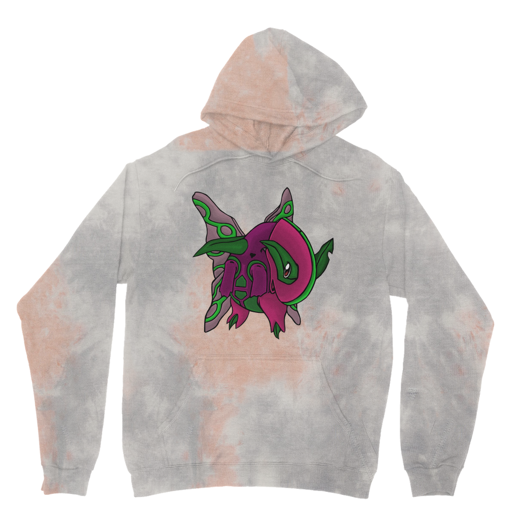 Maigetsu Tie Dye Hoodie featuring unique patterns, double fabric hood, and kangaroo pouch pocket.