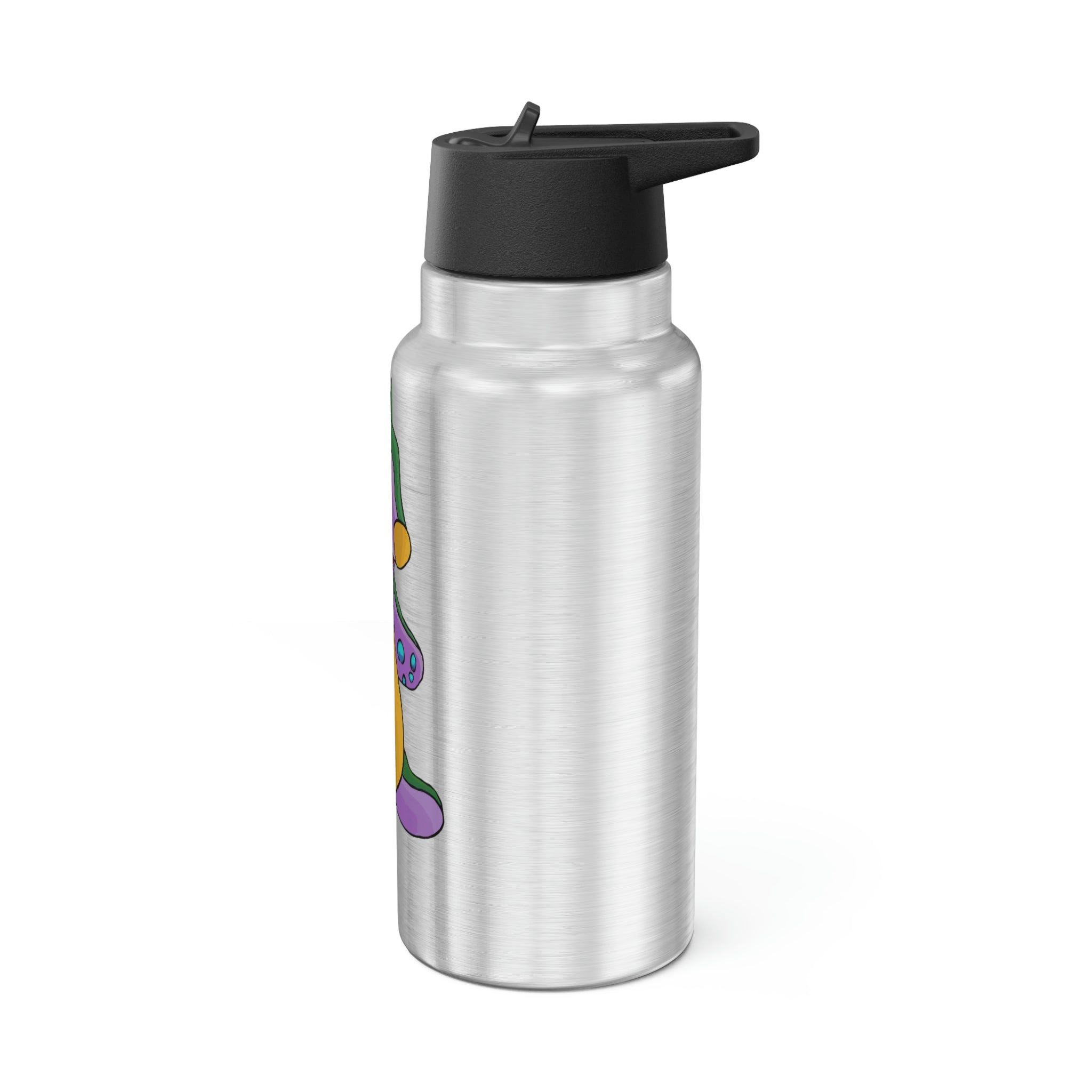 Makket Gator Tumbler in stainless steel with a black screw-on cap and plastic straw, showcasing a customizable design.