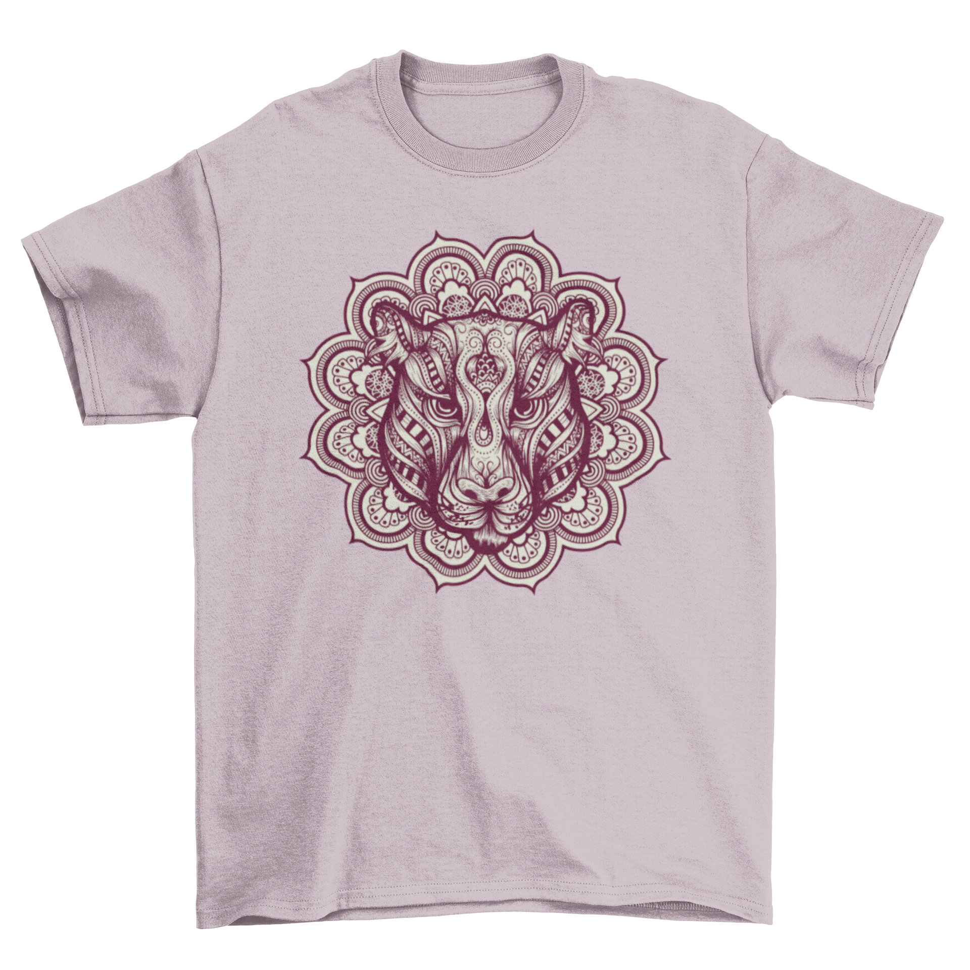 Mandala Jaguar T-Shirt featuring an intricate jaguar design made of ornamental mandala elements, showcasing vibrant colors and artistic detail.