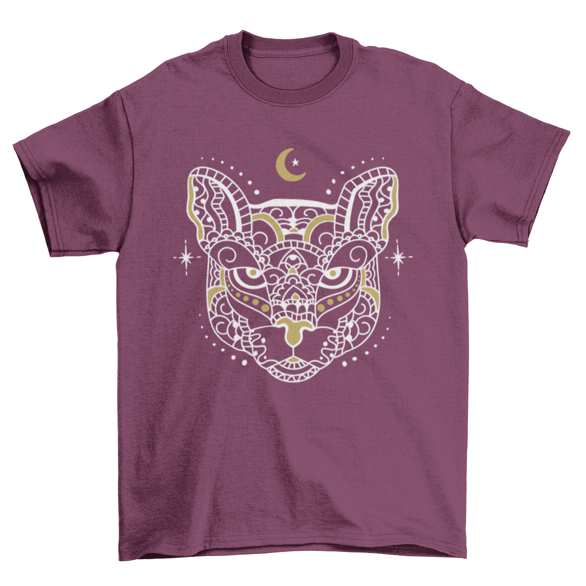 Mandala tiger t-shirt design featuring an intricate tiger face in mandala style, showcasing vibrant patterns and colors.