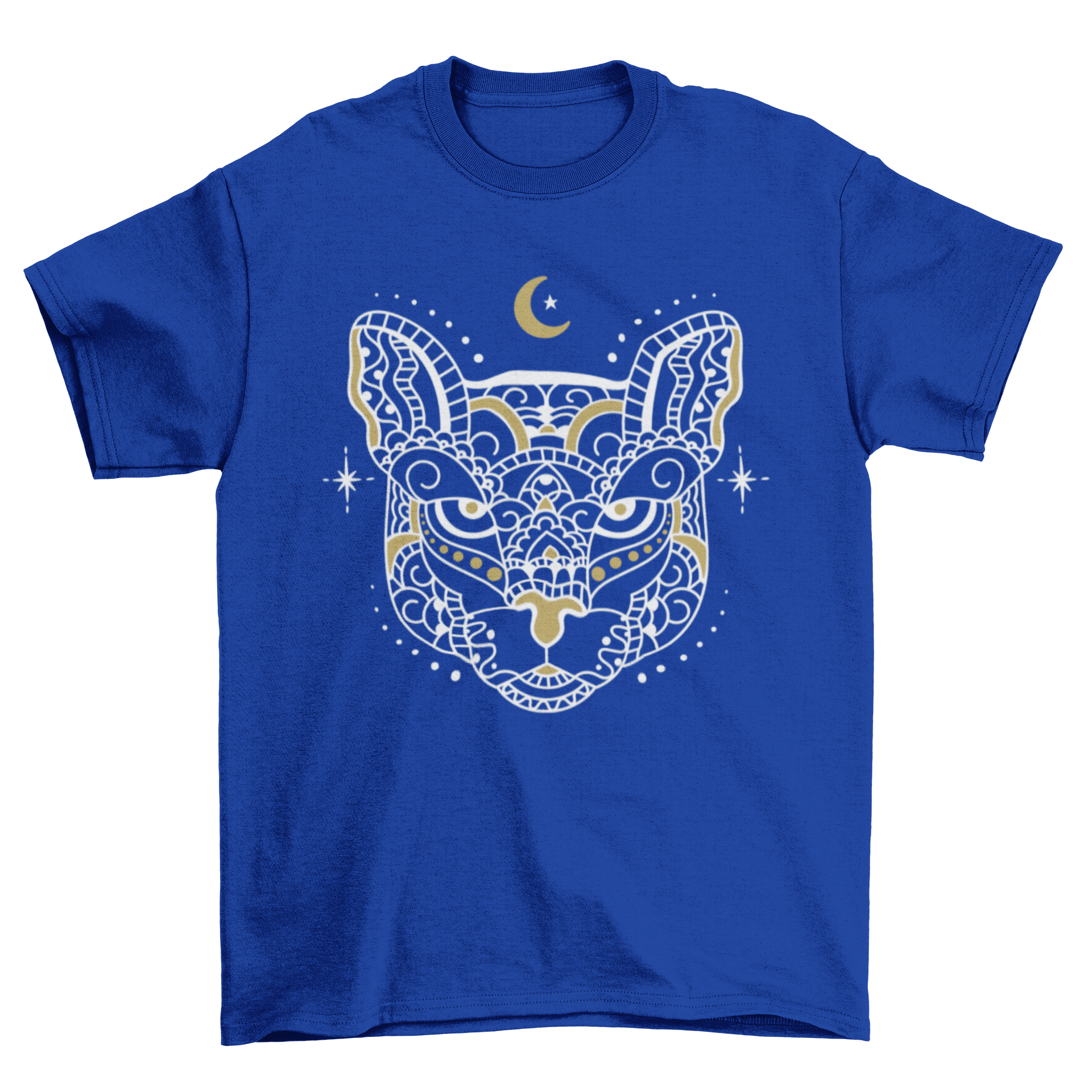 Mandala tiger t-shirt design featuring an intricate tiger face in mandala style, showcasing vibrant patterns and colors.