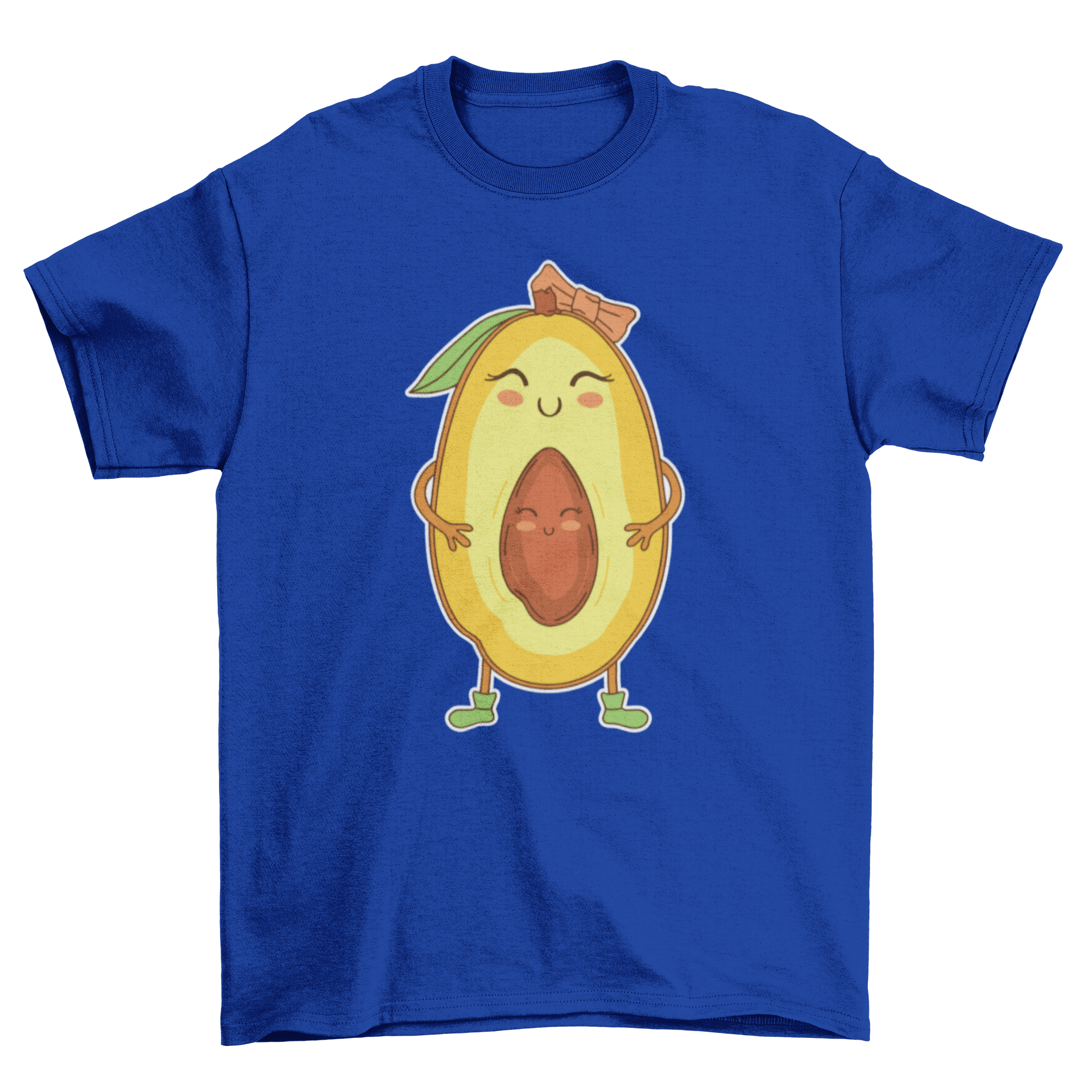 A cute cartoon t-shirt featuring a mango mom design, showcasing vibrant colors and playful illustration.