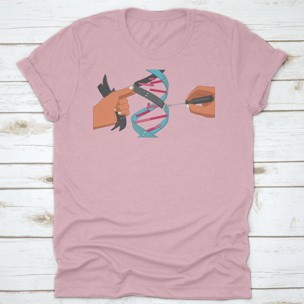 A comfortable Manual Genetic Engineering t-shirt made of 100% cotton, featuring a classic fit and midweight fabric, ideal for science enthusiasts.