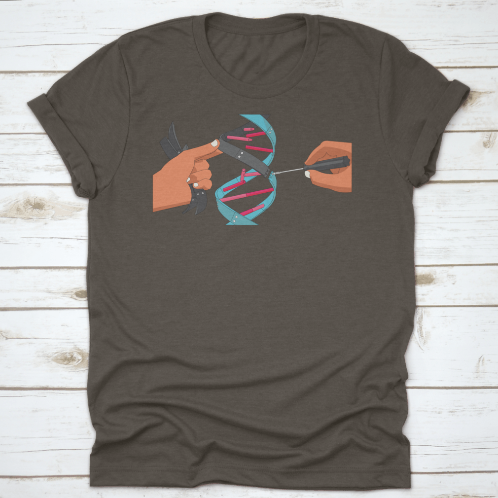 A comfortable Manual Genetic Engineering t-shirt made of 100% cotton, featuring a classic fit and midweight fabric, ideal for science enthusiasts.