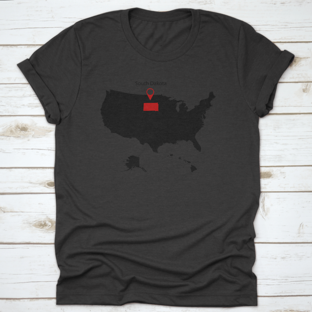 Map Of The US State Of South Dakota Shirt featuring a stylish design and made from high-quality cotton.