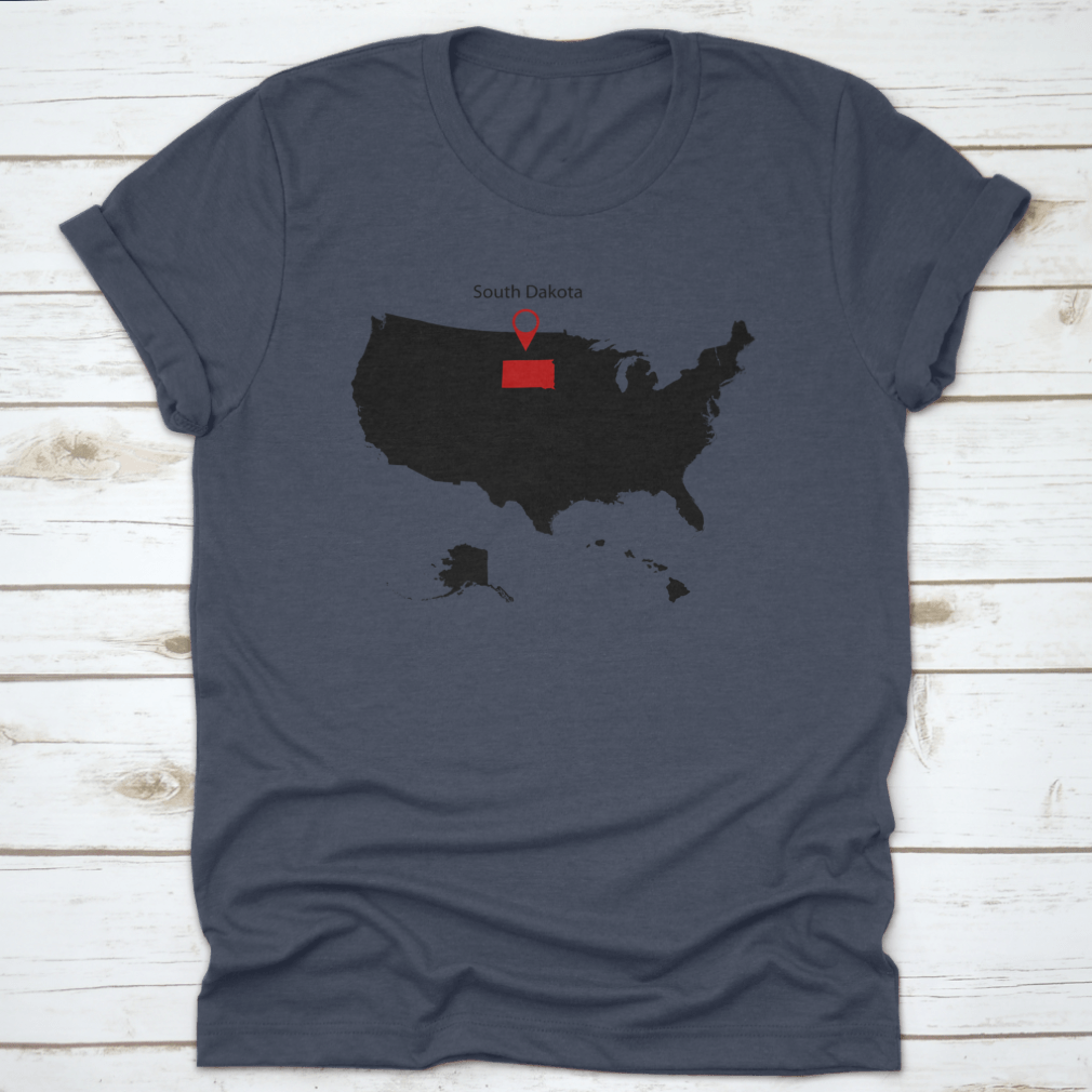 Map Of The US State Of South Dakota Shirt featuring a stylish design and made from high-quality cotton.