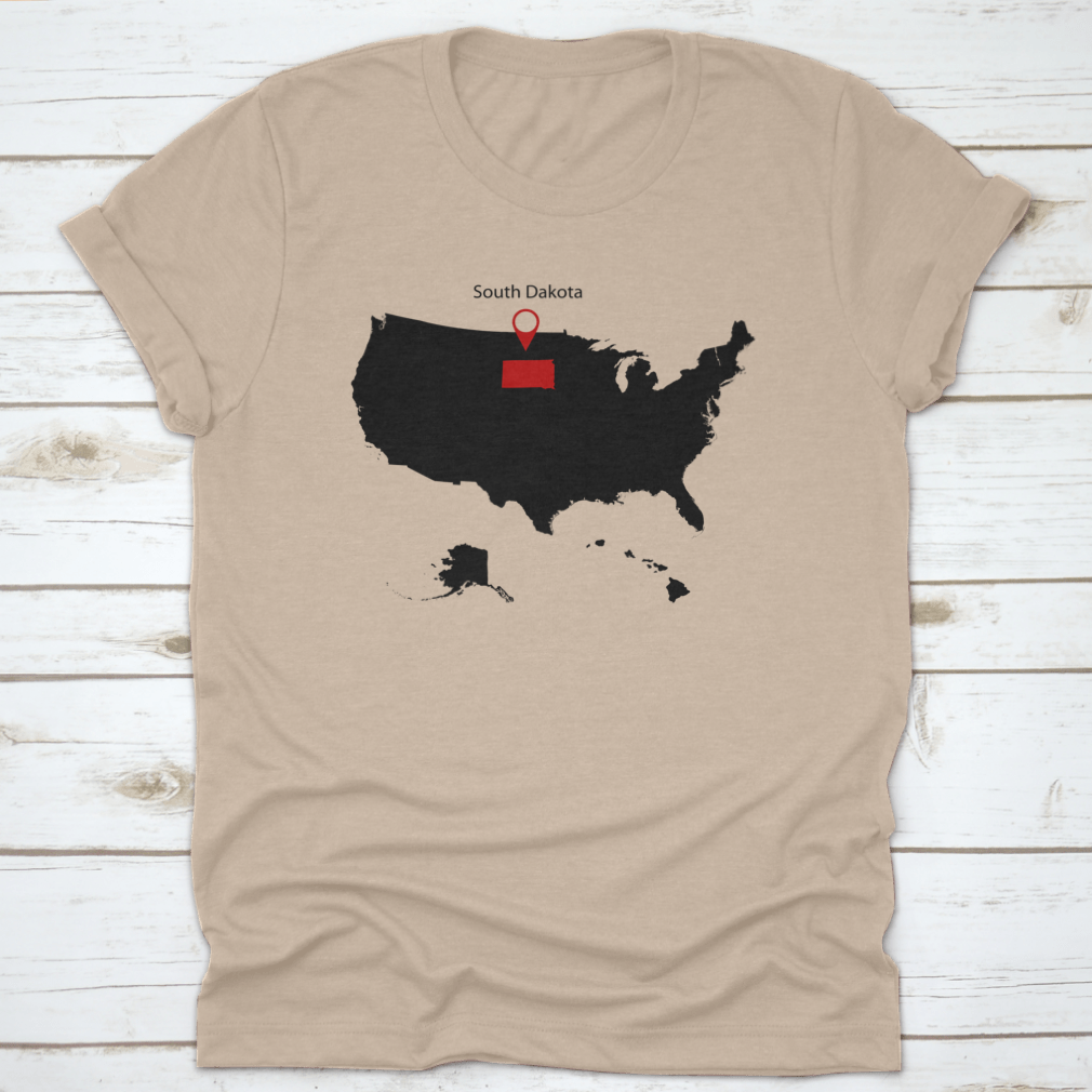 Map Of The US State Of South Dakota Shirt featuring a stylish design and made from high-quality cotton.