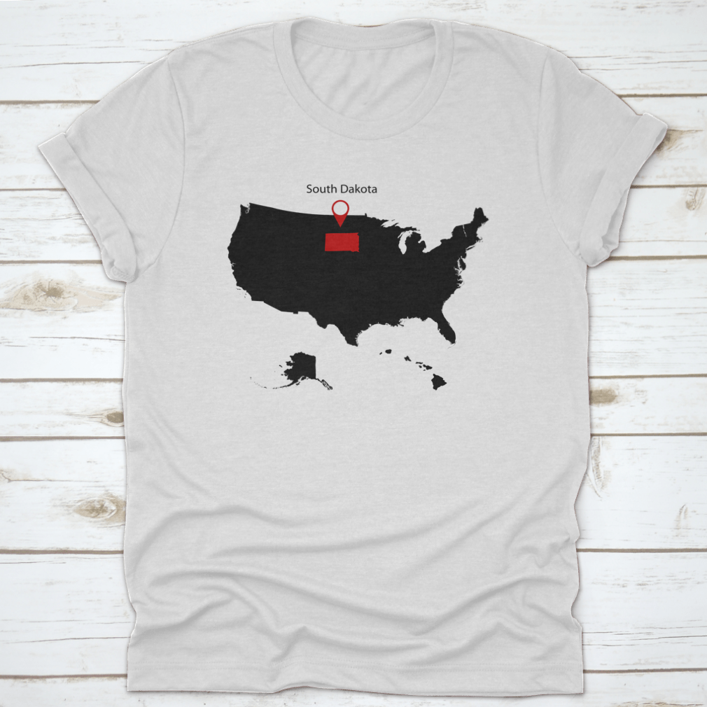 Map Of The US State Of South Dakota Shirt featuring a stylish design and made from high-quality cotton.