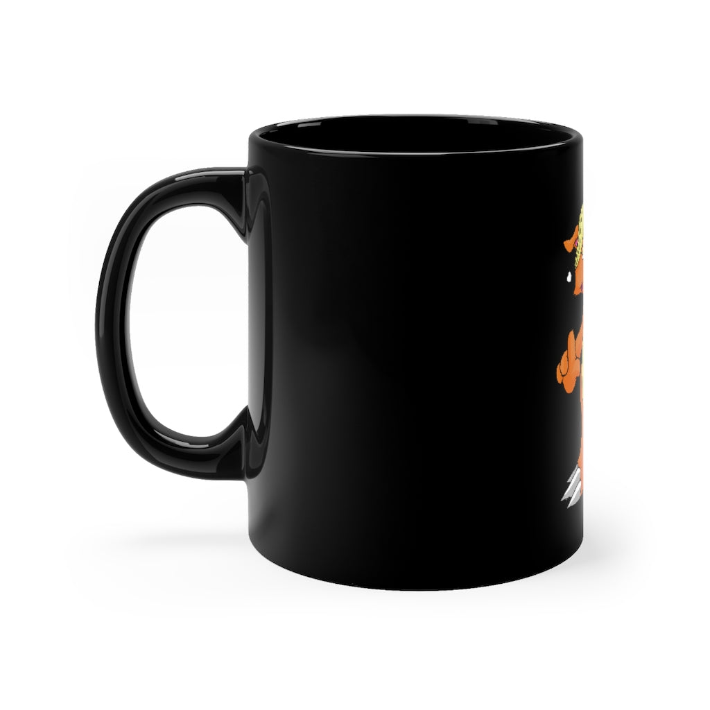 Marick Black Mug 11oz, featuring a sleek black ceramic design with rounded corners and a comfortable C-handle.