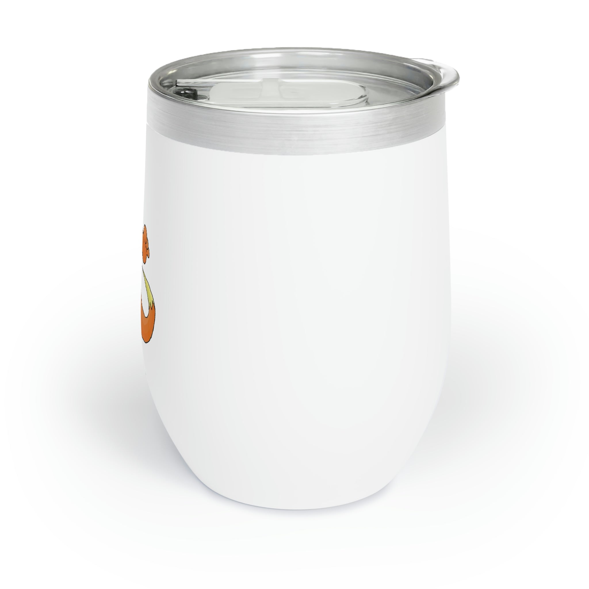 Marick Chill Wine Tumbler in stainless steel with a customizable design, showcasing its double-insulated walls and stemless shape.