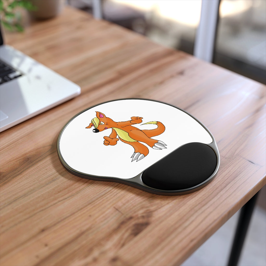 Marick Mouse Pad with ergonomic Memory Foam wrist rest and customizable neoprene insert, featuring a foot-shaped black plastic base.