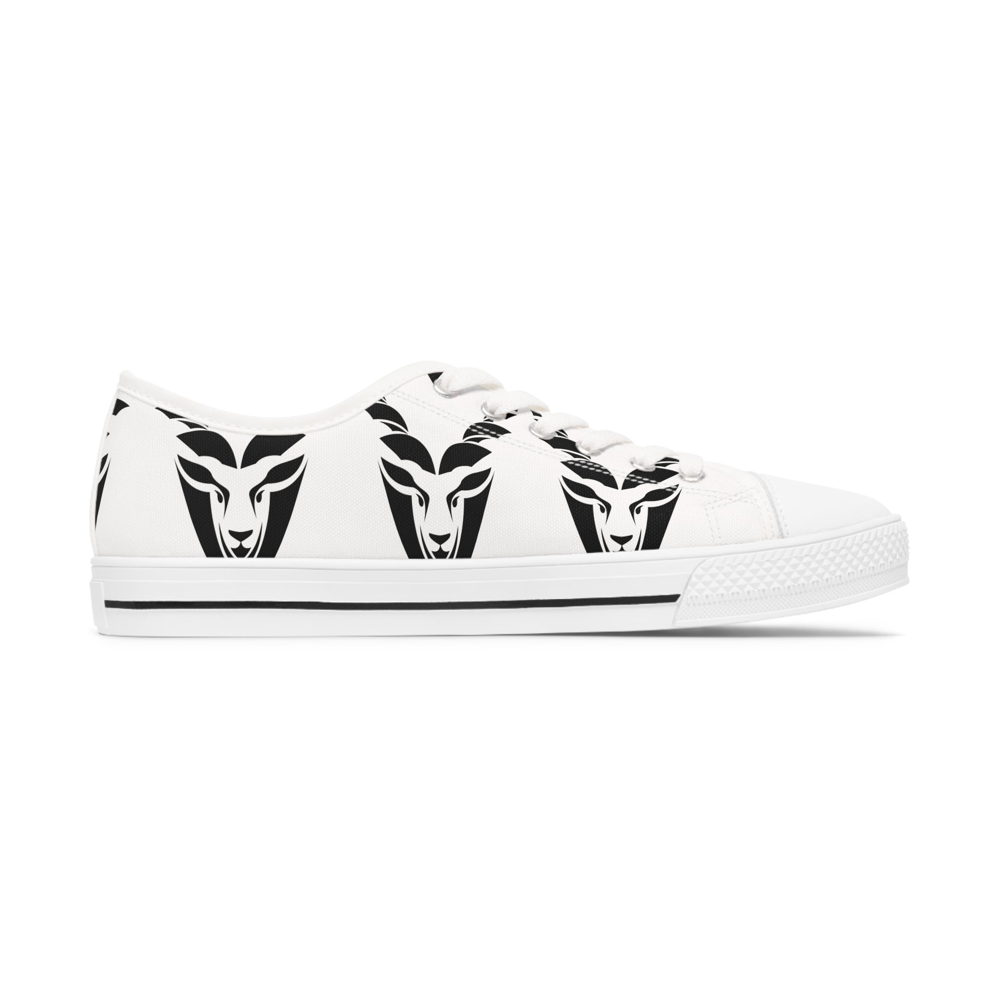 Markhor Women's Low Top Sneakers in black and white, featuring breathable canvas and stylish design with memory foam insoles.