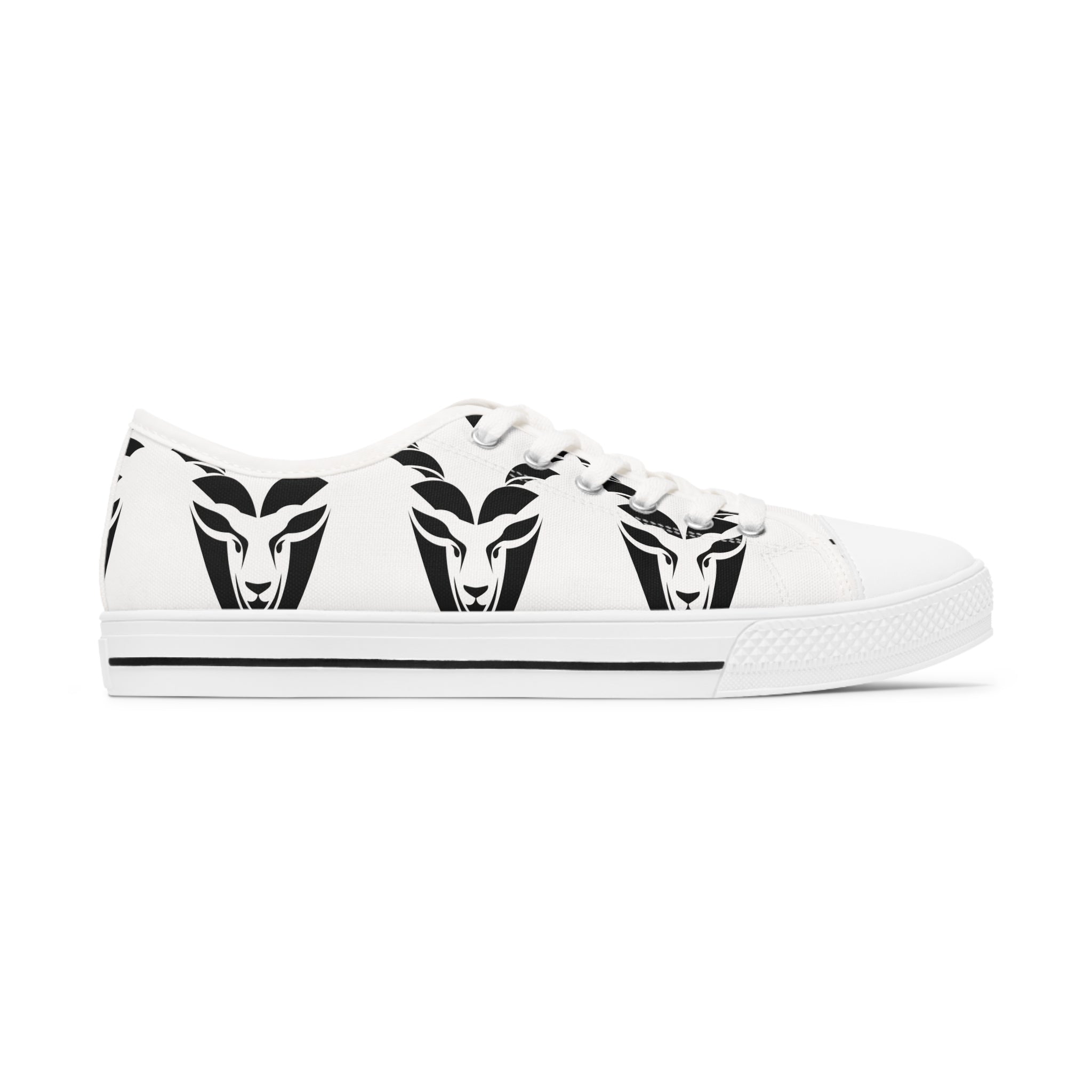 Markhor Women's Low Top Sneakers in black and white, featuring breathable canvas and stylish design with memory foam insoles.