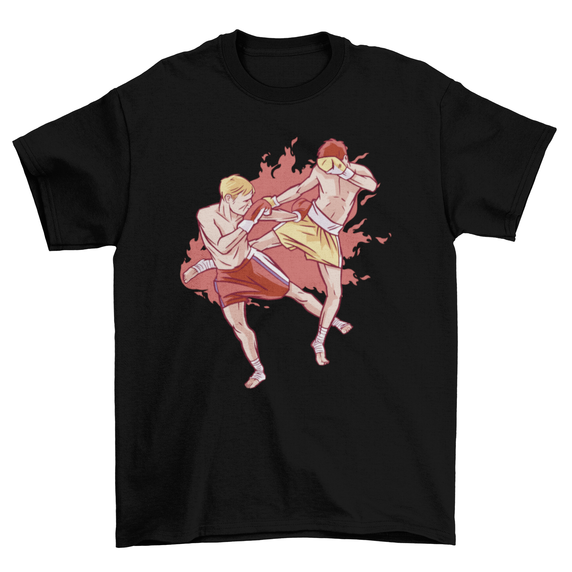 Martial Arts Thai Box T-Shirt featuring a dynamic design of two fighters in action, showcasing the spirit of Thai boxing.