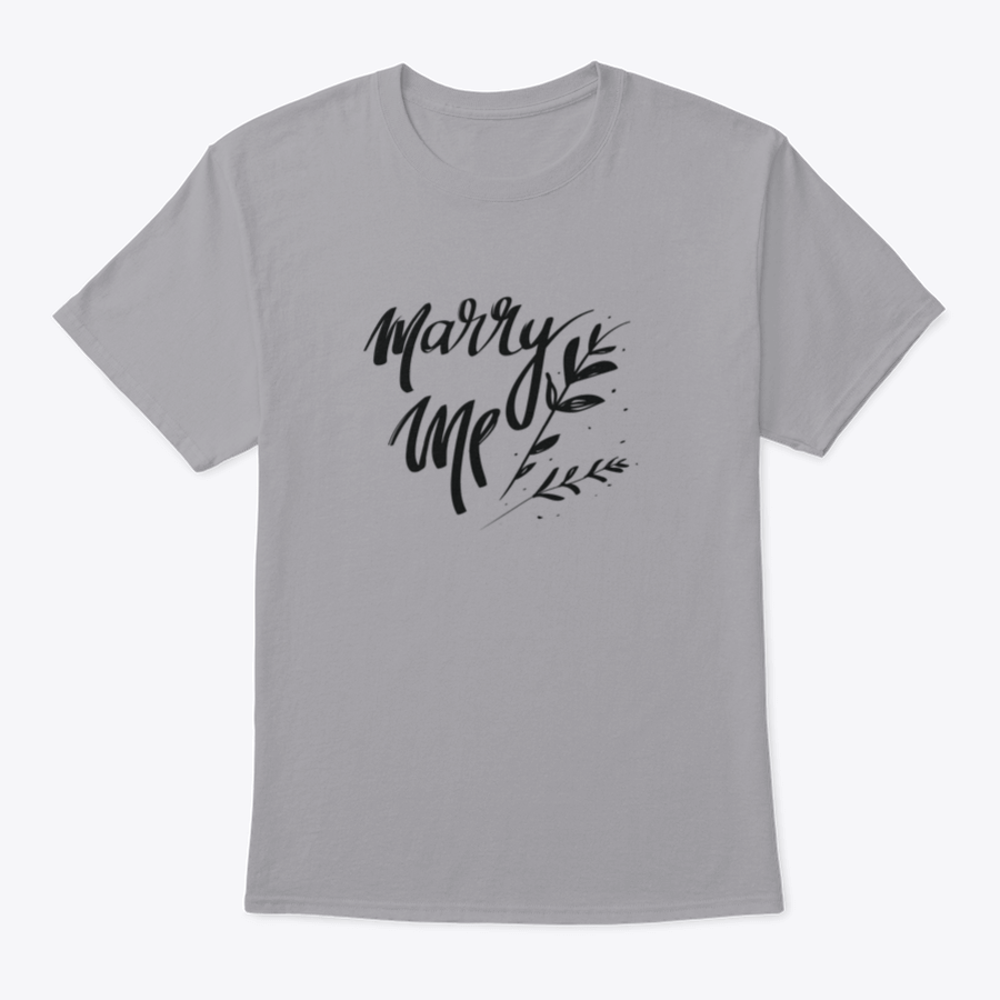 A stylish cotton t-shirt featuring romantic 'Marry Me' typography, perfect for young couples.