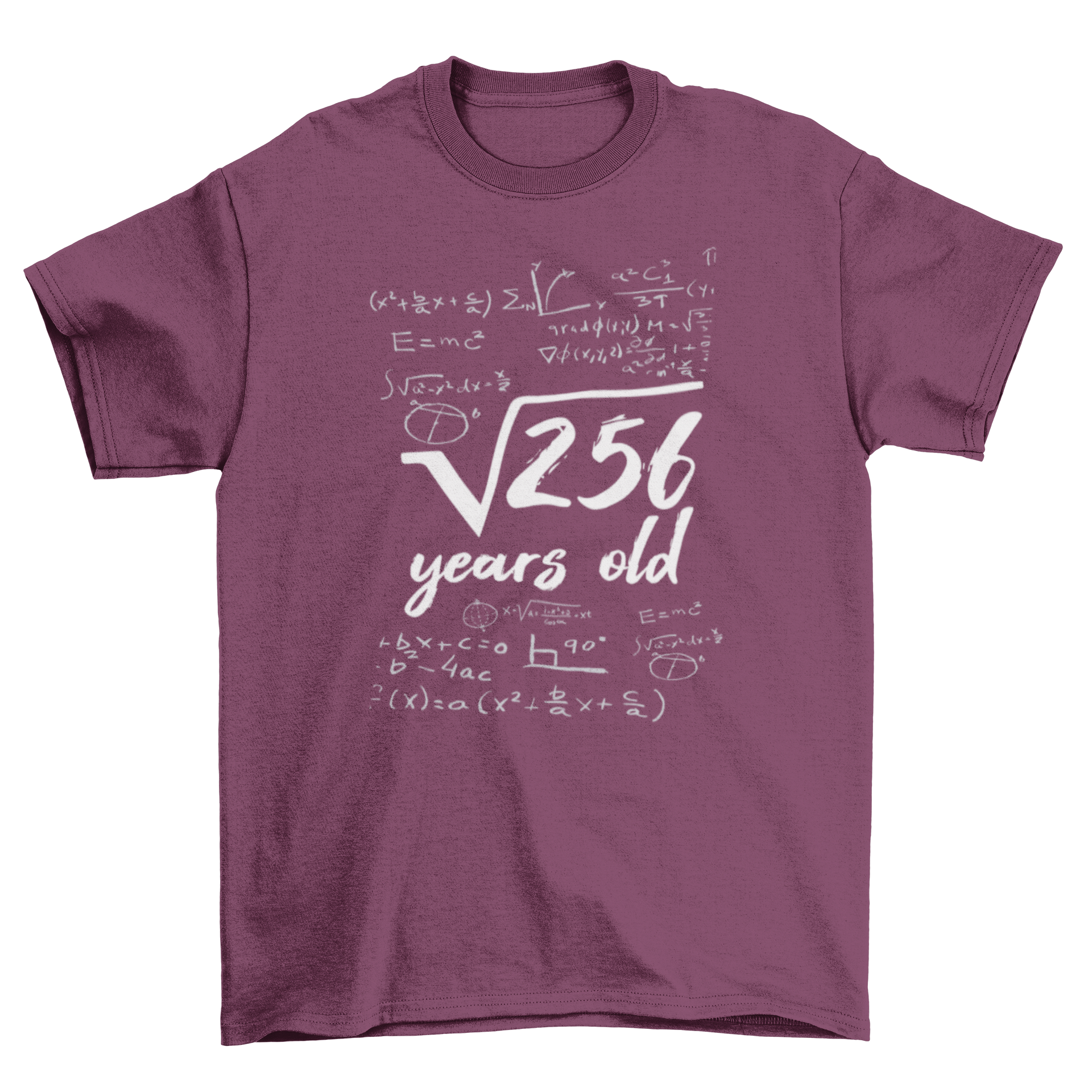 Math Years T-Shirt featuring square root of 256 and 'years old' caption, designed for math enthusiasts.