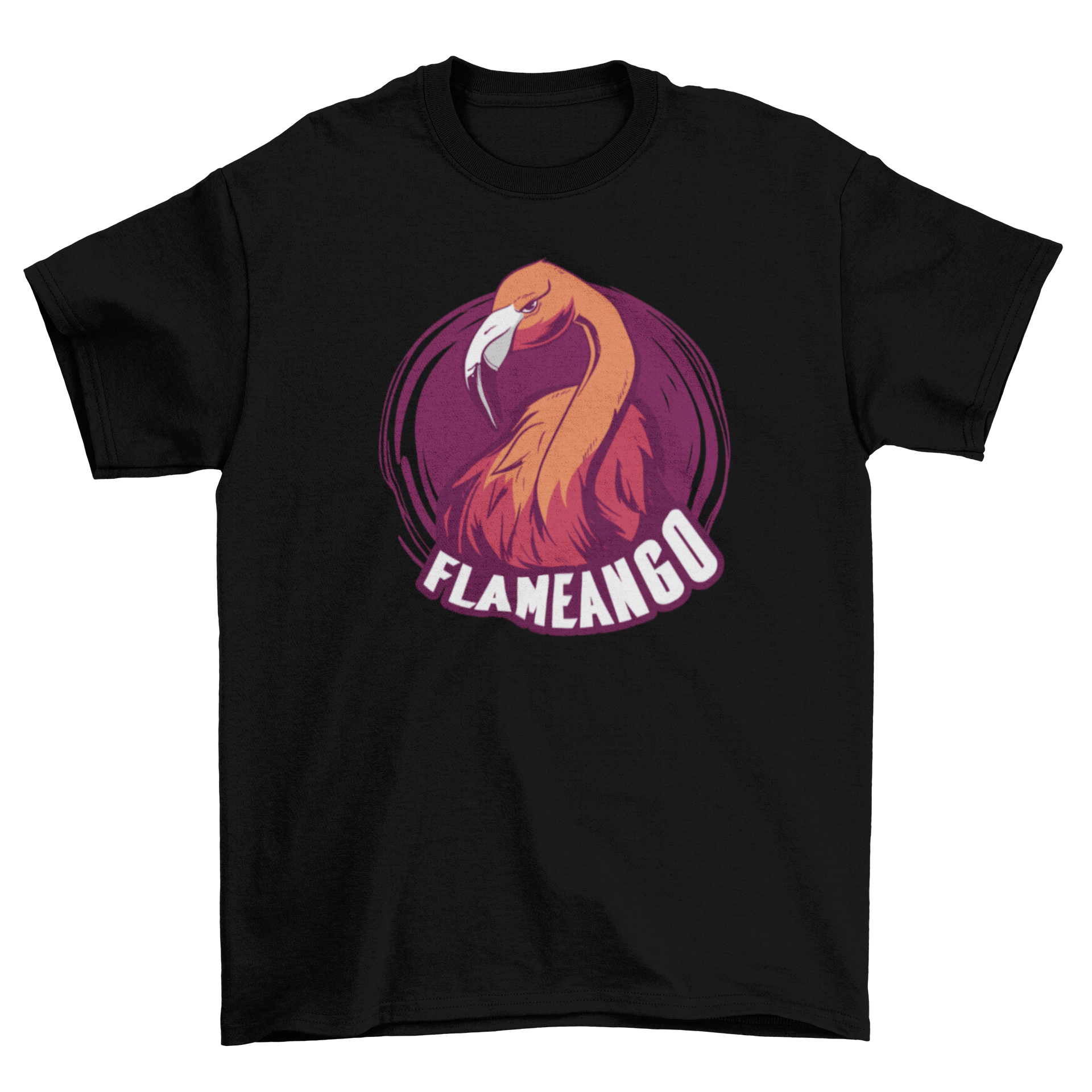 Mean Flamingo T-Shirt featuring an illustration of an angry flamingo with the word FLAMEANGO in bold text.