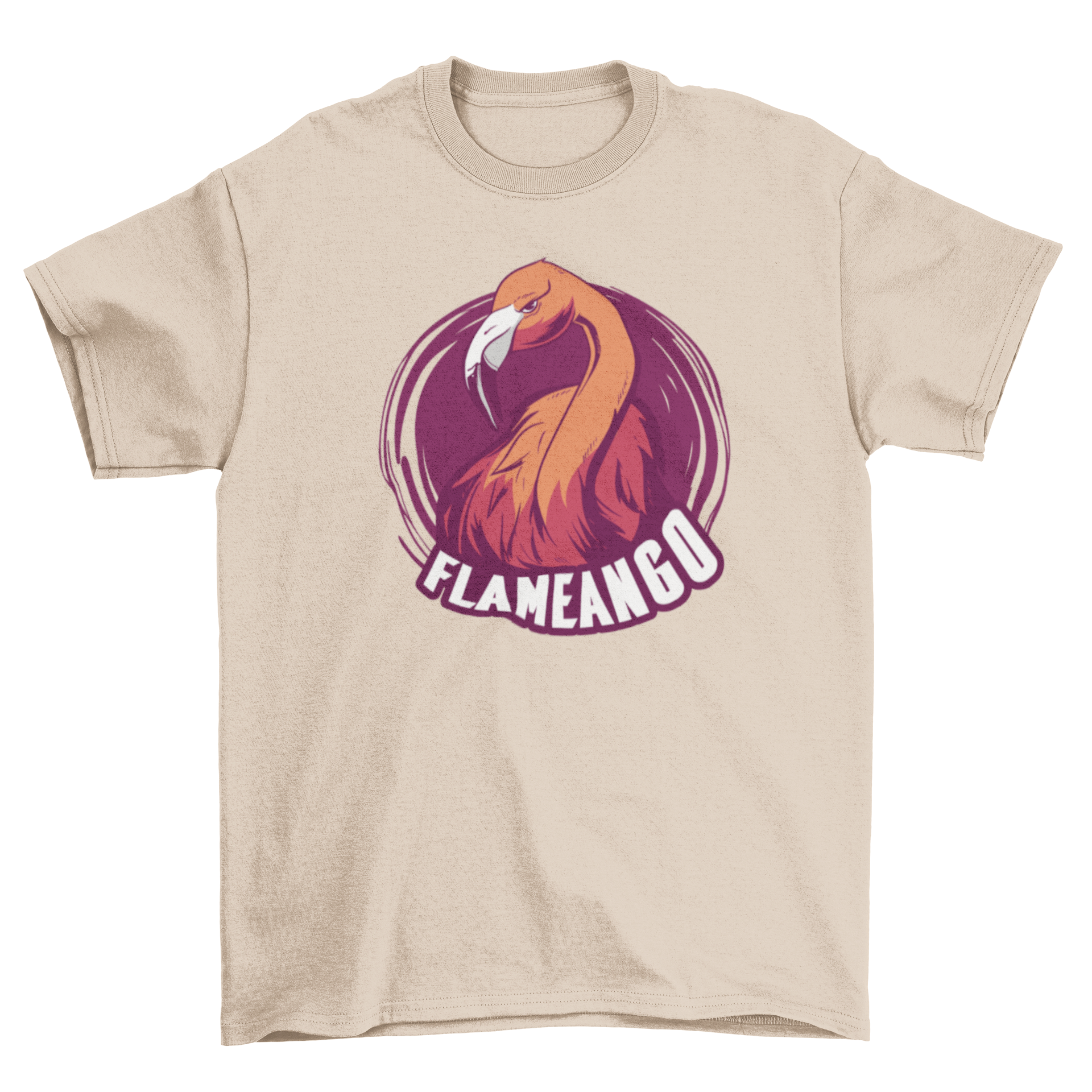 Mean Flamingo T-Shirt featuring an illustration of an angry flamingo with the word FLAMEANGO in bold text.