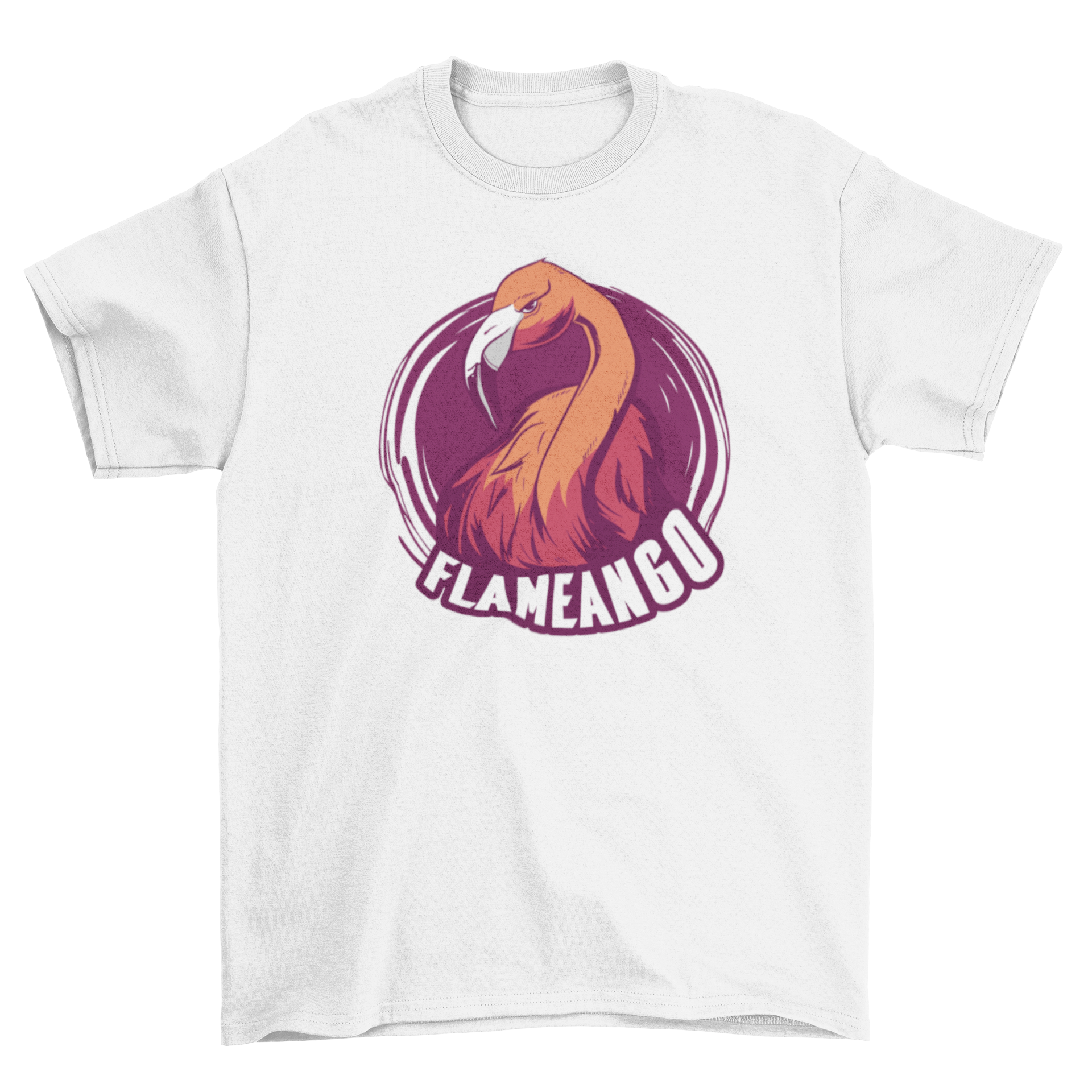 Mean Flamingo T-Shirt featuring an illustration of an angry flamingo with the word FLAMEANGO in bold text.