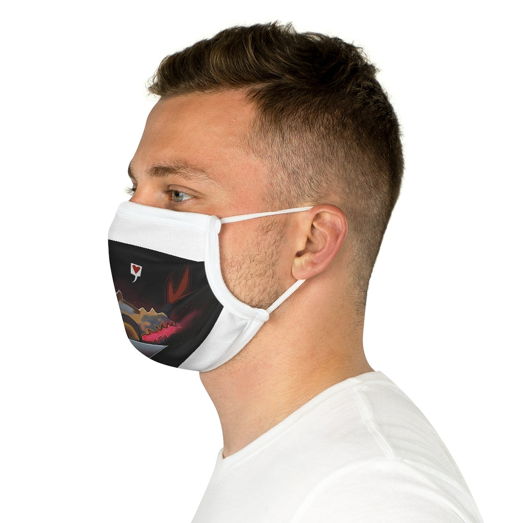 Mecha Whale Strider Cotton Face Mask featuring a unique whale design, made from 100% cotton with adjustable features for comfort.