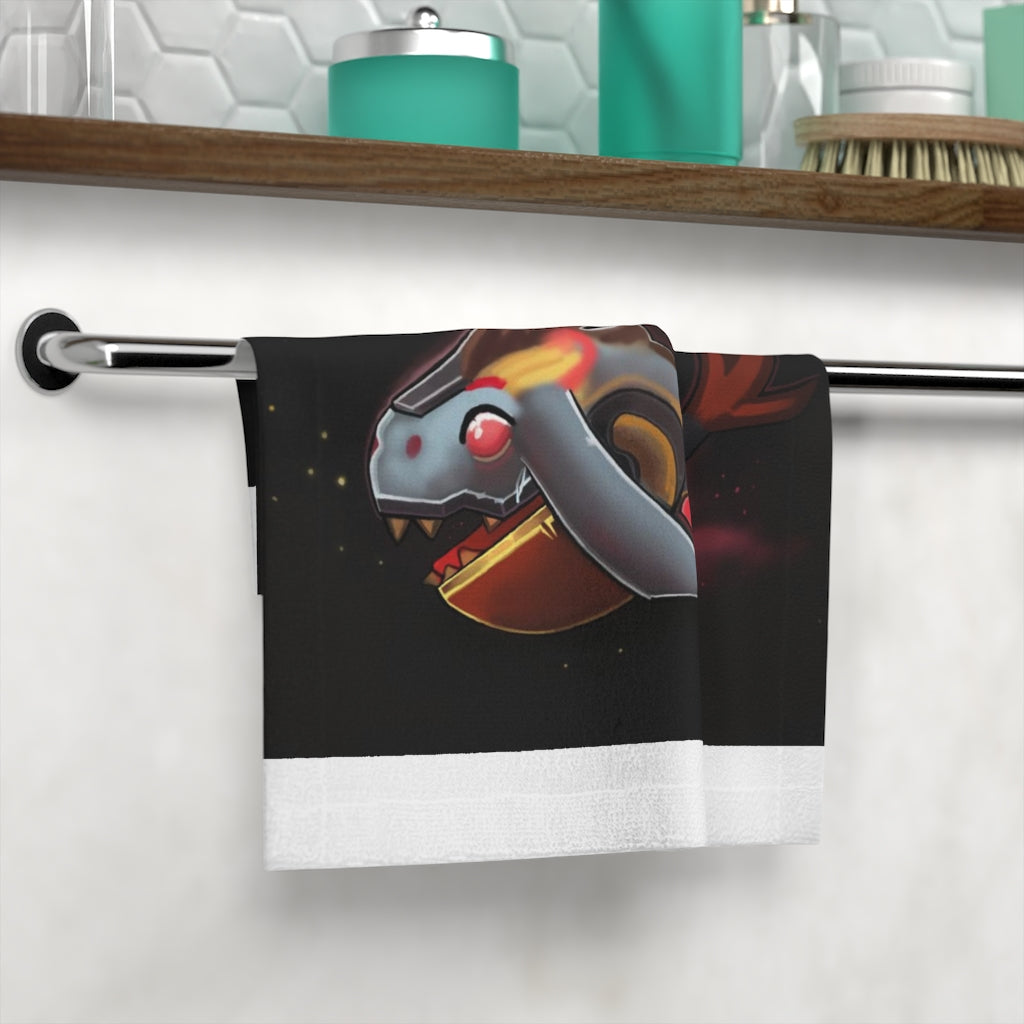 Mecha Whale Strider Face Towel featuring a vibrant design on a soft polyester front and absorbent cotton back, perfect for customization.