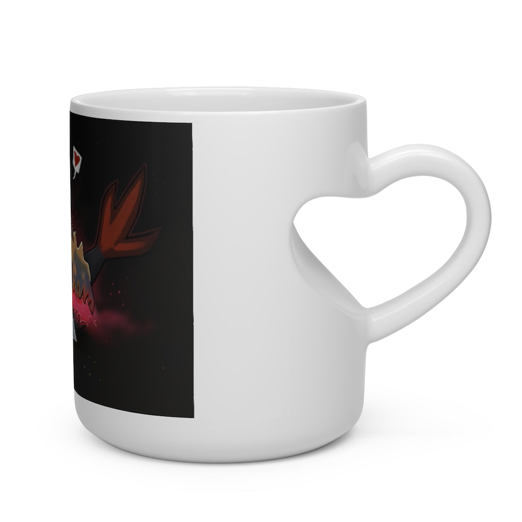 Mecha Whale Strider Heart Shape Mug featuring a heart-shaped handle and white ceramic finish, ideal for hot beverages.