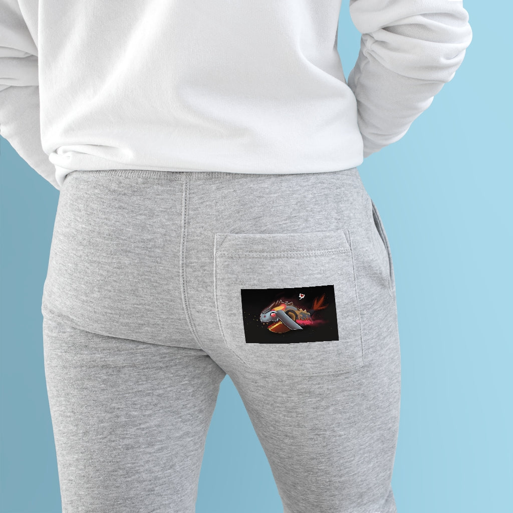 Mecha Whale Strider Premium Fleece Joggers showcasing customizable back pocket and side pockets, made from soft fleece fabric.