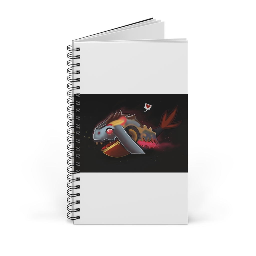 Mecha Whale Strider Spiral Journal featuring a colorful front cover design, showcasing various styles including blank, dot grid, lined, and task manager.