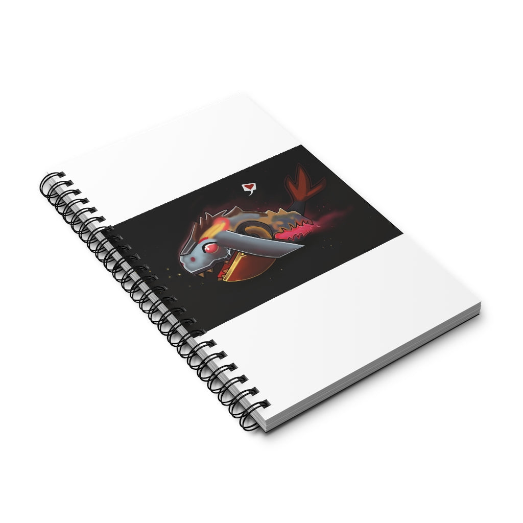 Mecha Whale Strider Spiral Journal featuring a colorful front cover design, showcasing various styles including blank, dot grid, lined, and task manager.