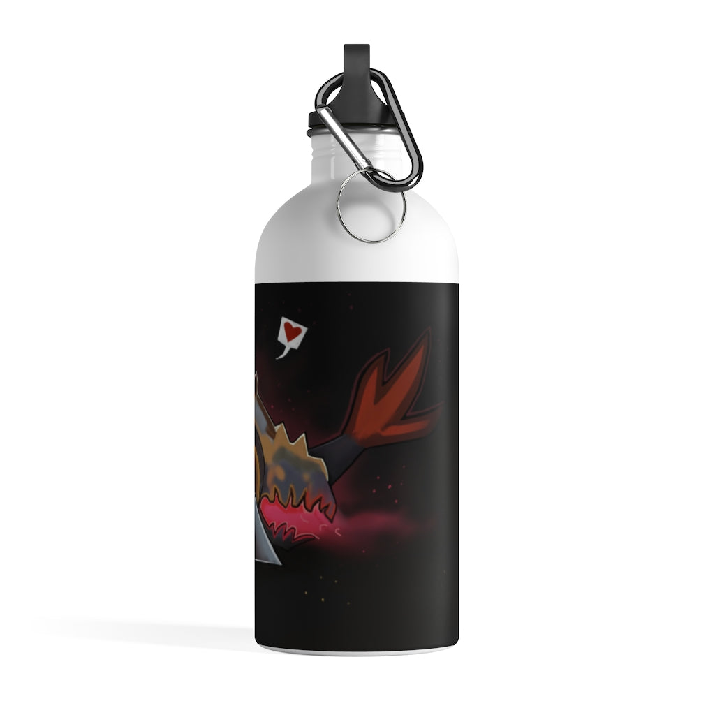 Mecha Whale Strider Stainless Steel Water Bottle with a vibrant design, featuring a plastic screw top and carabiner.