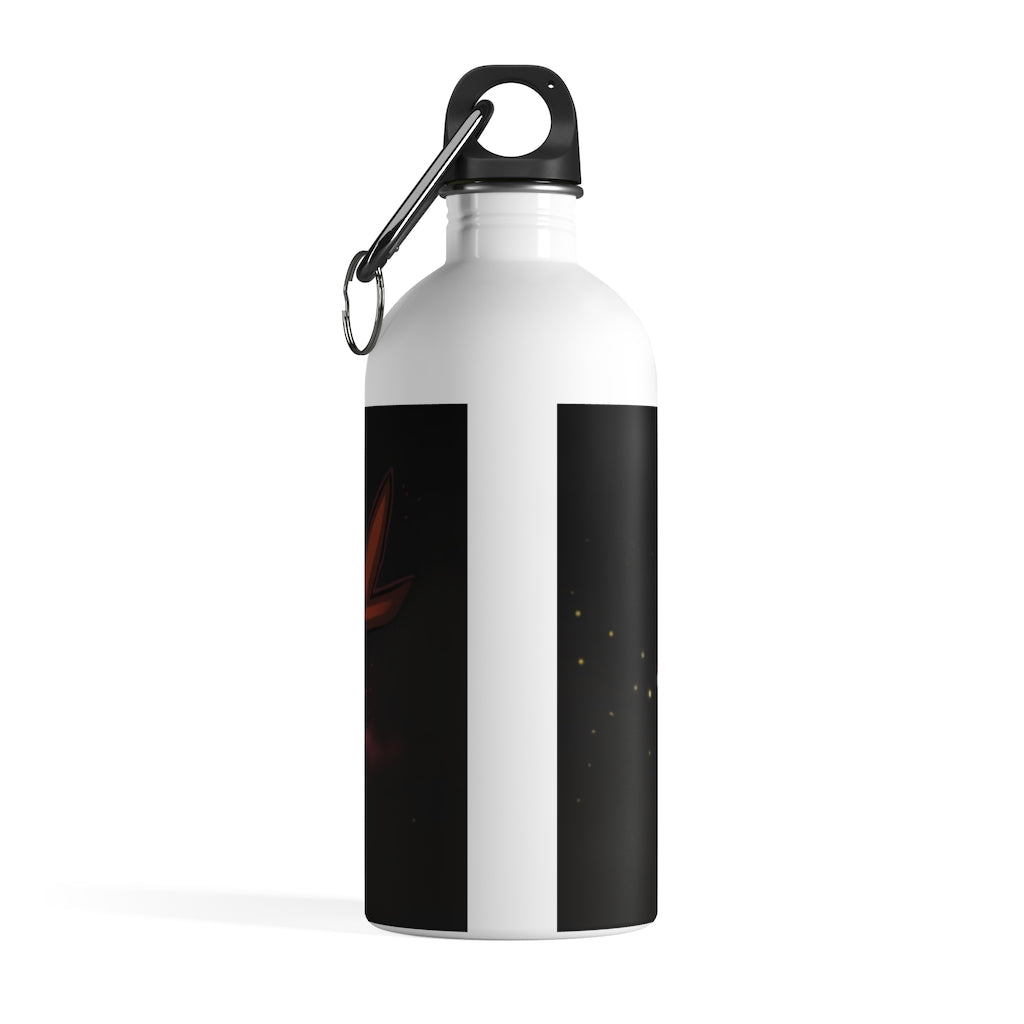 Mecha Whale Strider Stainless Steel Water Bottle with a vibrant design, featuring a plastic screw top and carabiner.