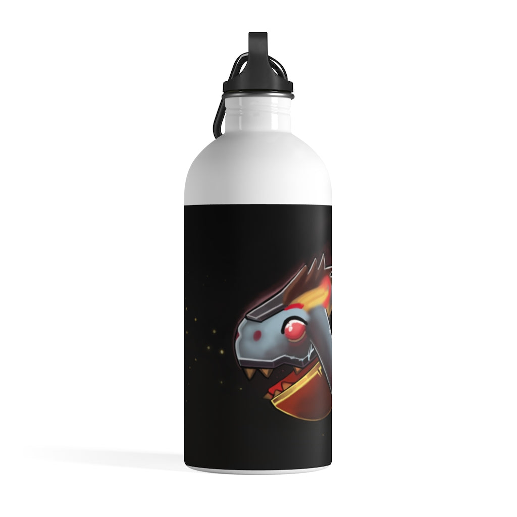 Mecha Whale Strider Stainless Steel Water Bottle with a vibrant design, featuring a plastic screw top and carabiner.