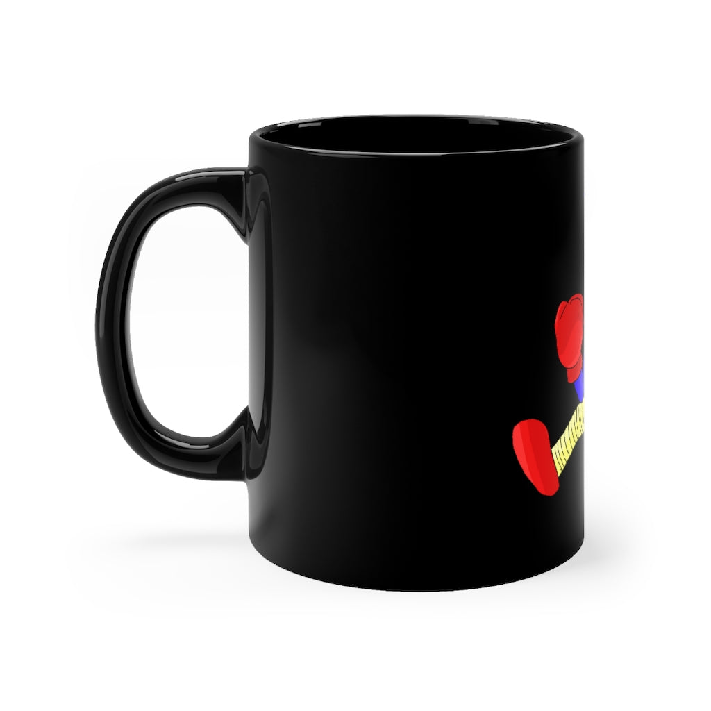 Megatare Black mug 11oz featuring a sleek black ceramic design with rounded corners and a comfortable C-handle.