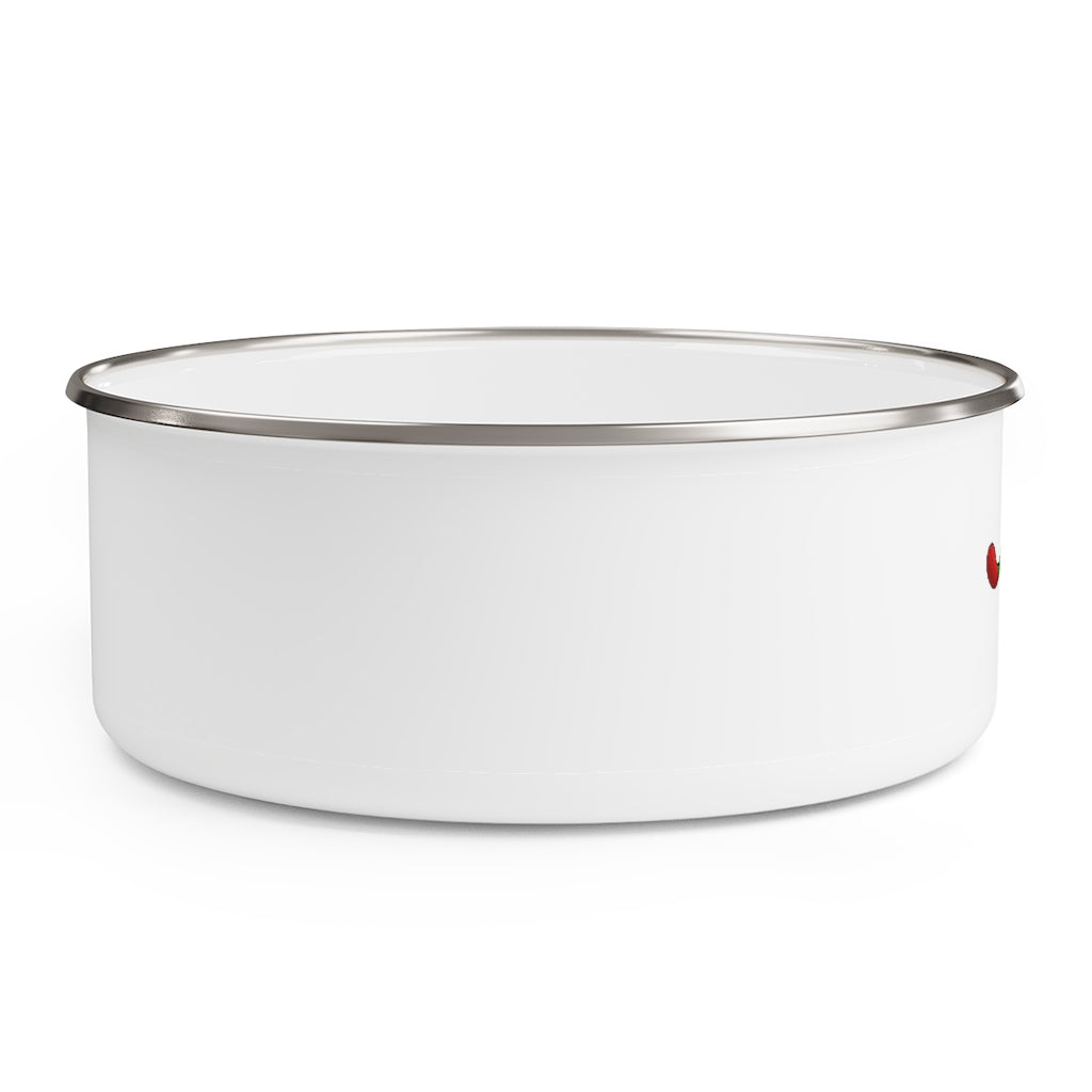 Megatare Enamel Bowl made of stainless steel with a translucent lid, showcasing its stylish design and anti-slip backing.