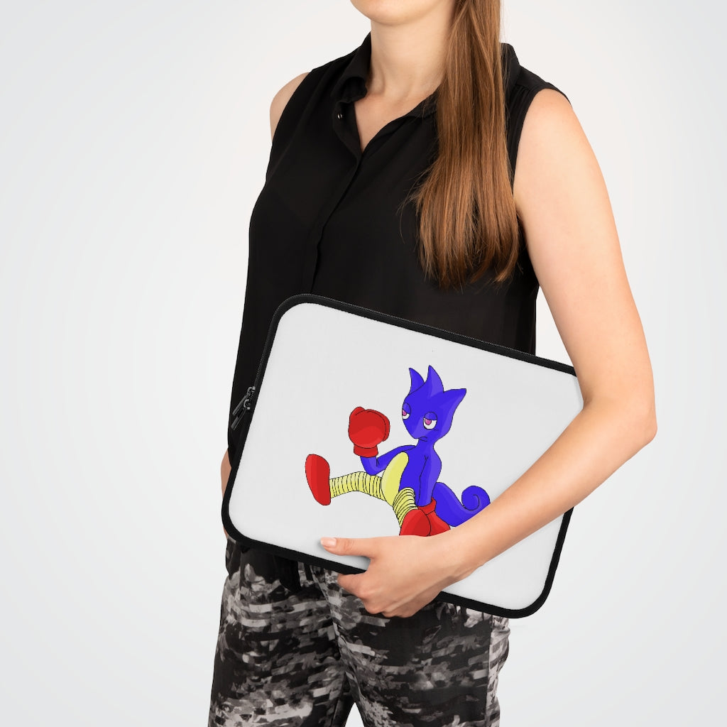 Megatare Laptop Sleeve featuring a customizable front and black polyester back, designed for protection and style.