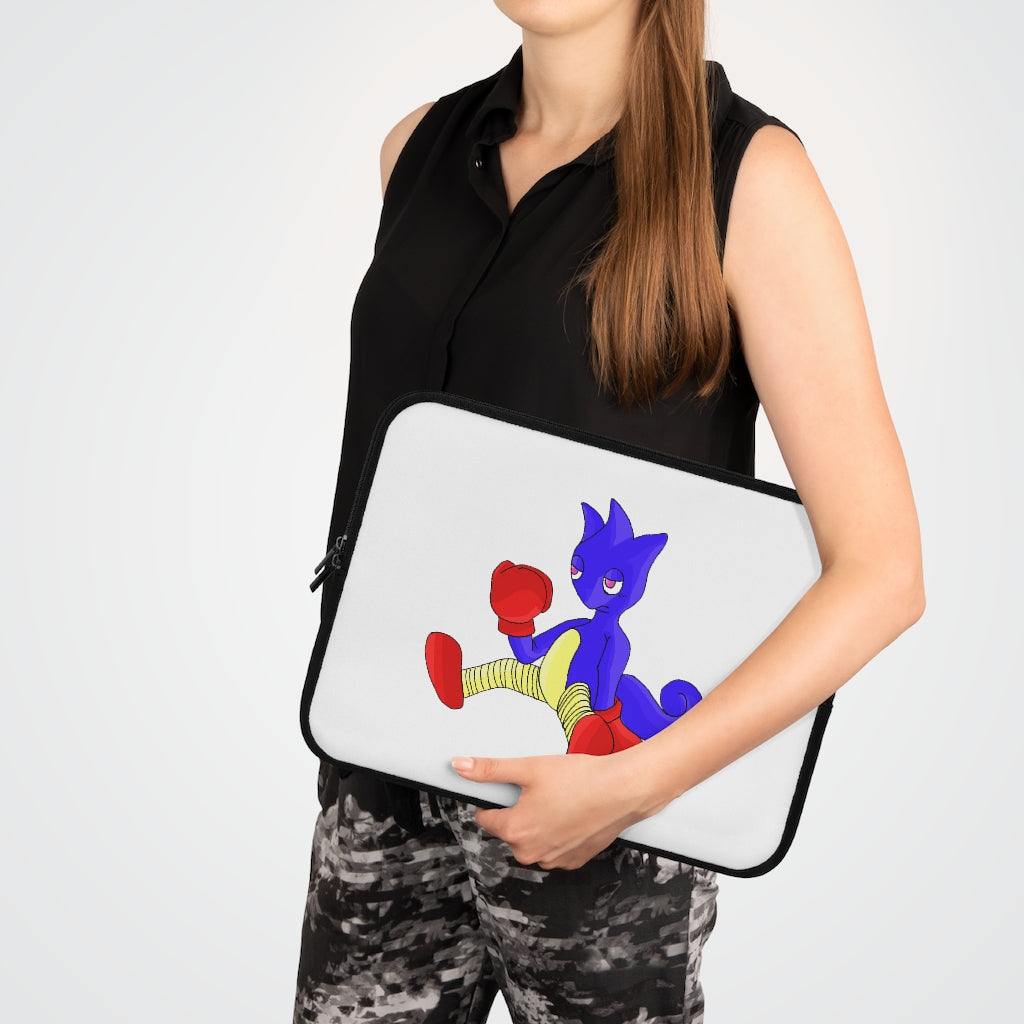 Megatare Laptop Sleeve featuring a customizable front and black polyester back, designed for protection and style.