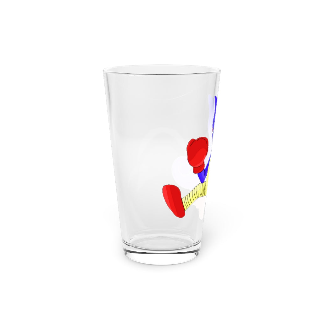 Megatare Pint Glass, 16oz, clear glass with custom design options, perfect for beverages.