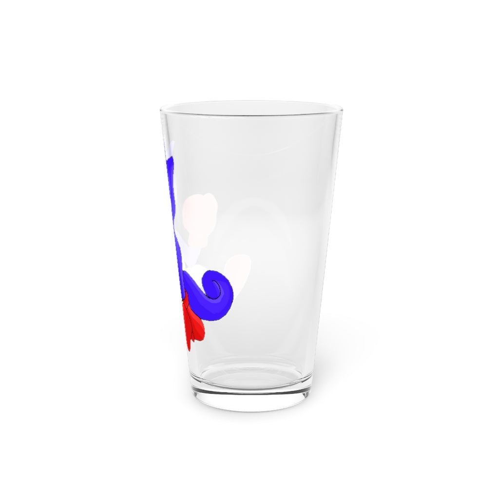 Megatare Pint Glass, 16oz, clear glass with custom design options, perfect for beverages.