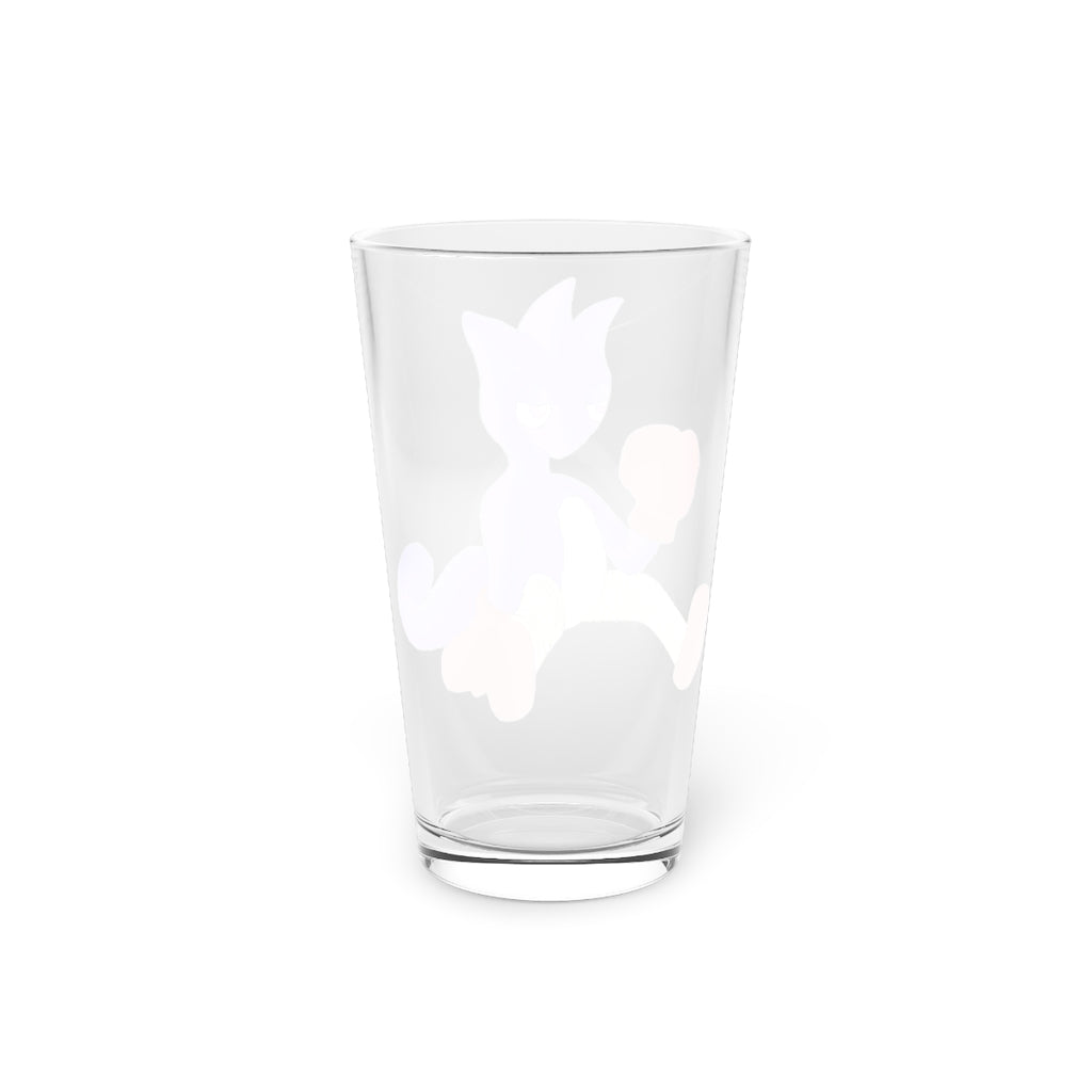 Megatare Pint Glass, 16oz, clear glass with custom design options, perfect for beverages.