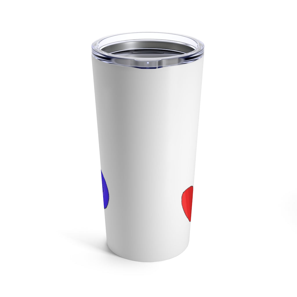 Megatare Tumbler 20oz in stainless steel with a see-thru plastic lid, showcasing its sleek design and rounded corners.