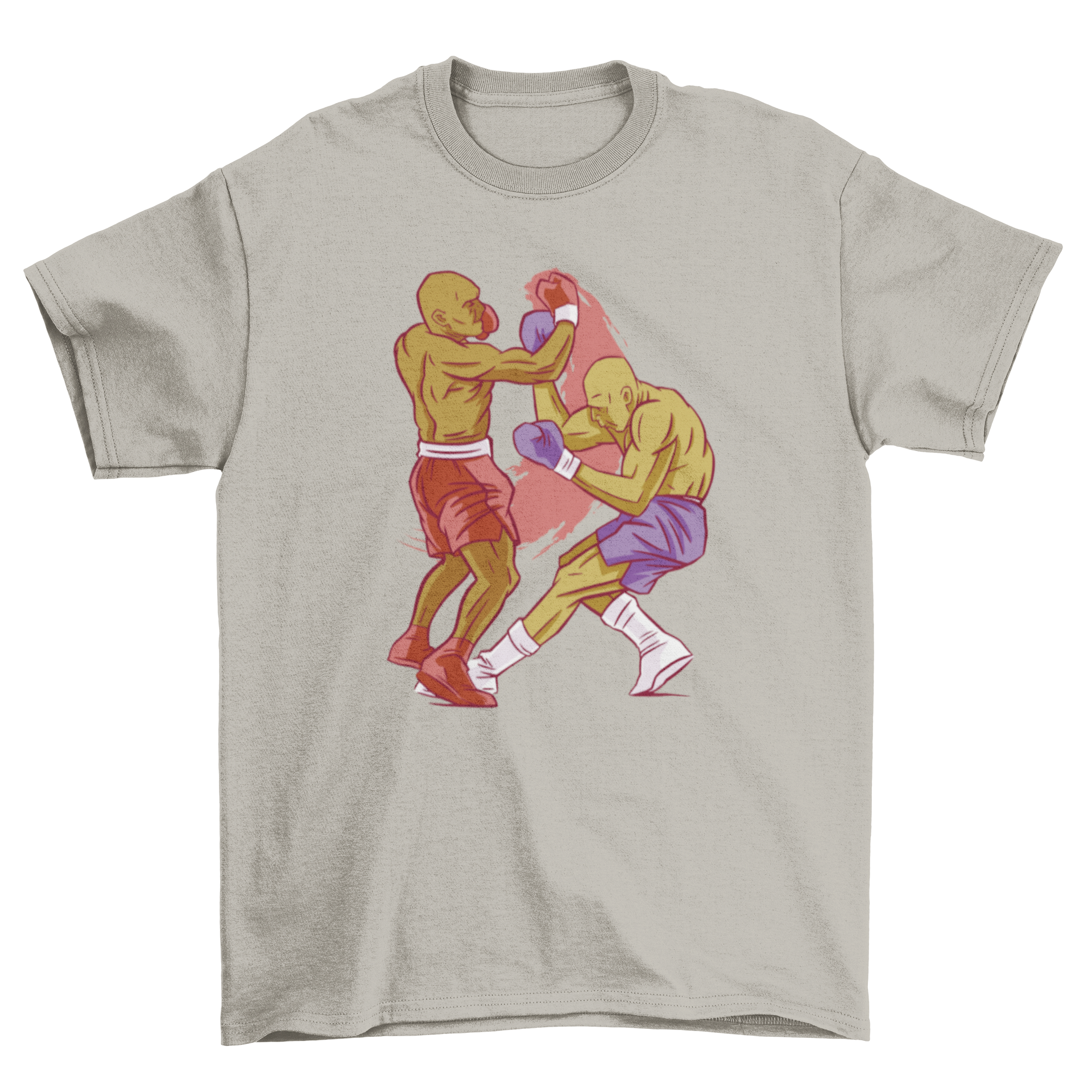 Men boxing t-shirt featuring a dynamic graphic of two boxers in action, perfect for sports enthusiasts.