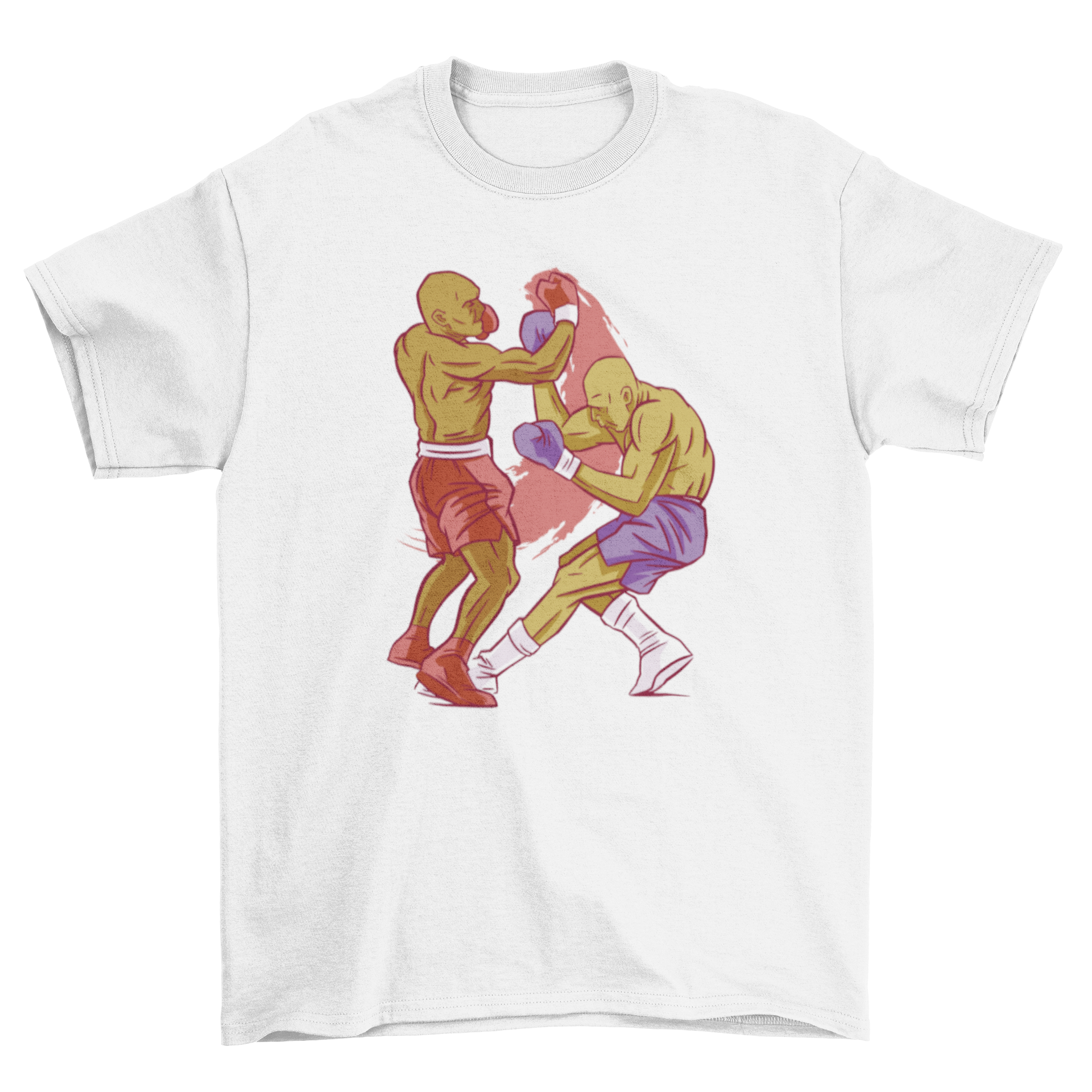 Men boxing t-shirt featuring a dynamic graphic of two boxers in action, perfect for sports enthusiasts.