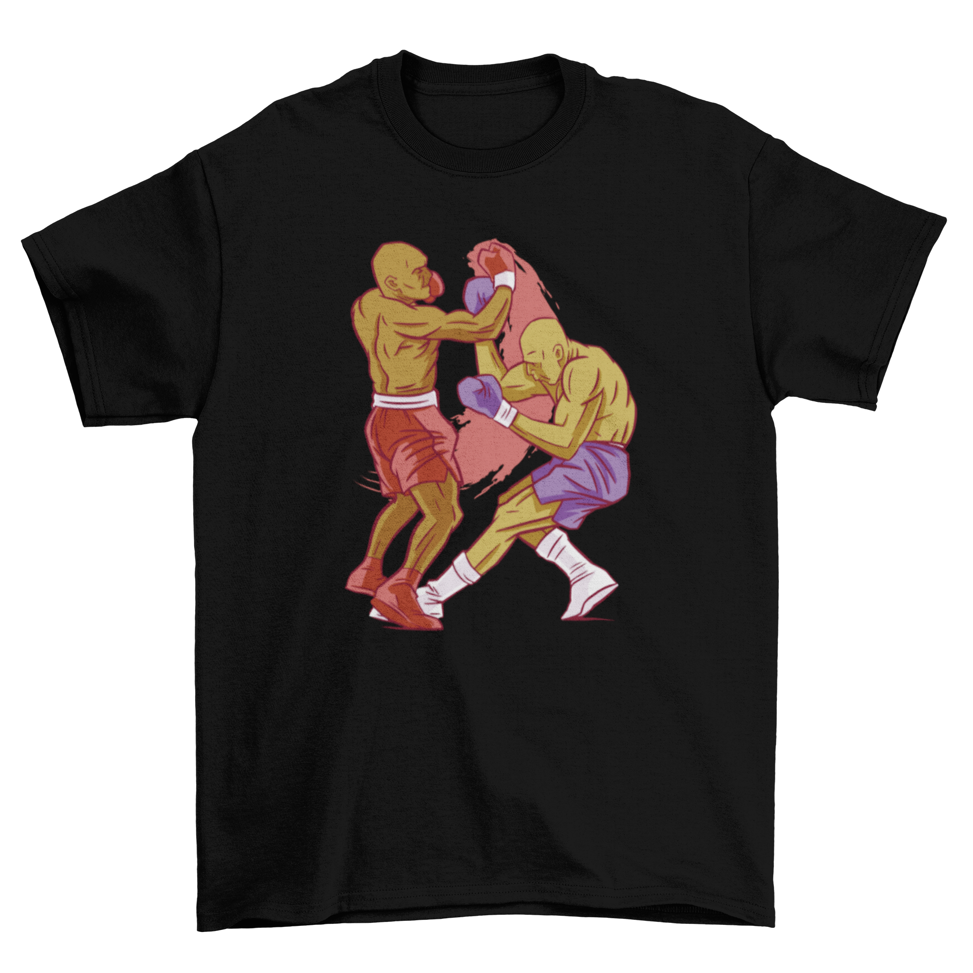 Men boxing t-shirt featuring a dynamic graphic of two boxers in action, perfect for sports enthusiasts.