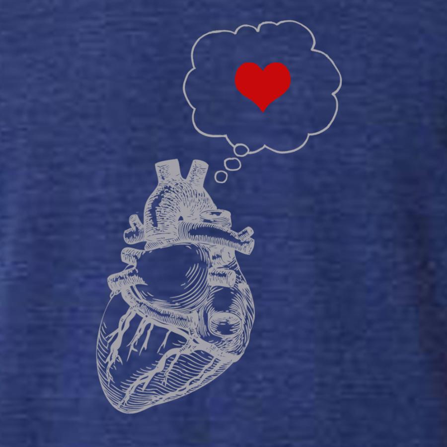 Mens Heart Thinking Heart design featuring a stylish heart motif, perfect for expressing love and affection.