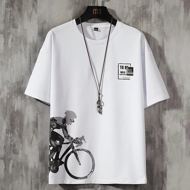 Men's Premium Cotton Printed T-Shirt in white, featuring a stylish print and comfortable fit, ideal for casual wear.