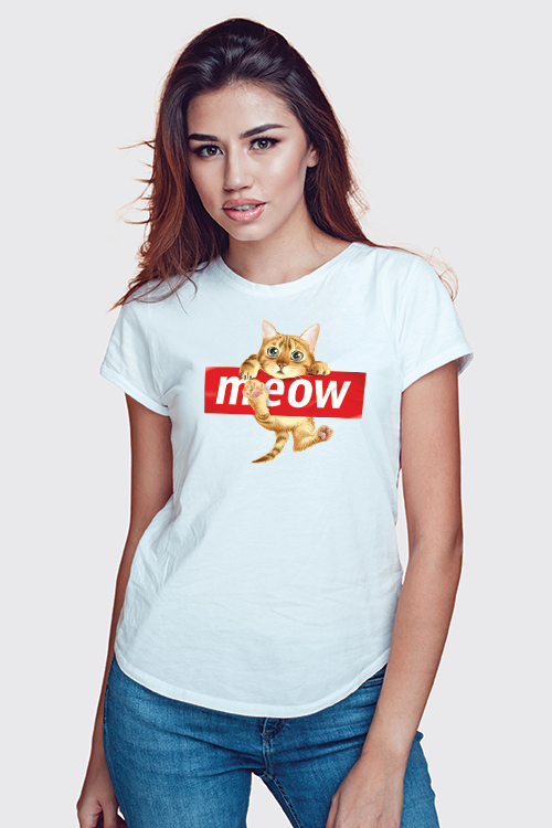 A stylish unisex Meow Cat T-Shirt made from soft ring-spun cotton, featuring a playful cat-themed graphic.