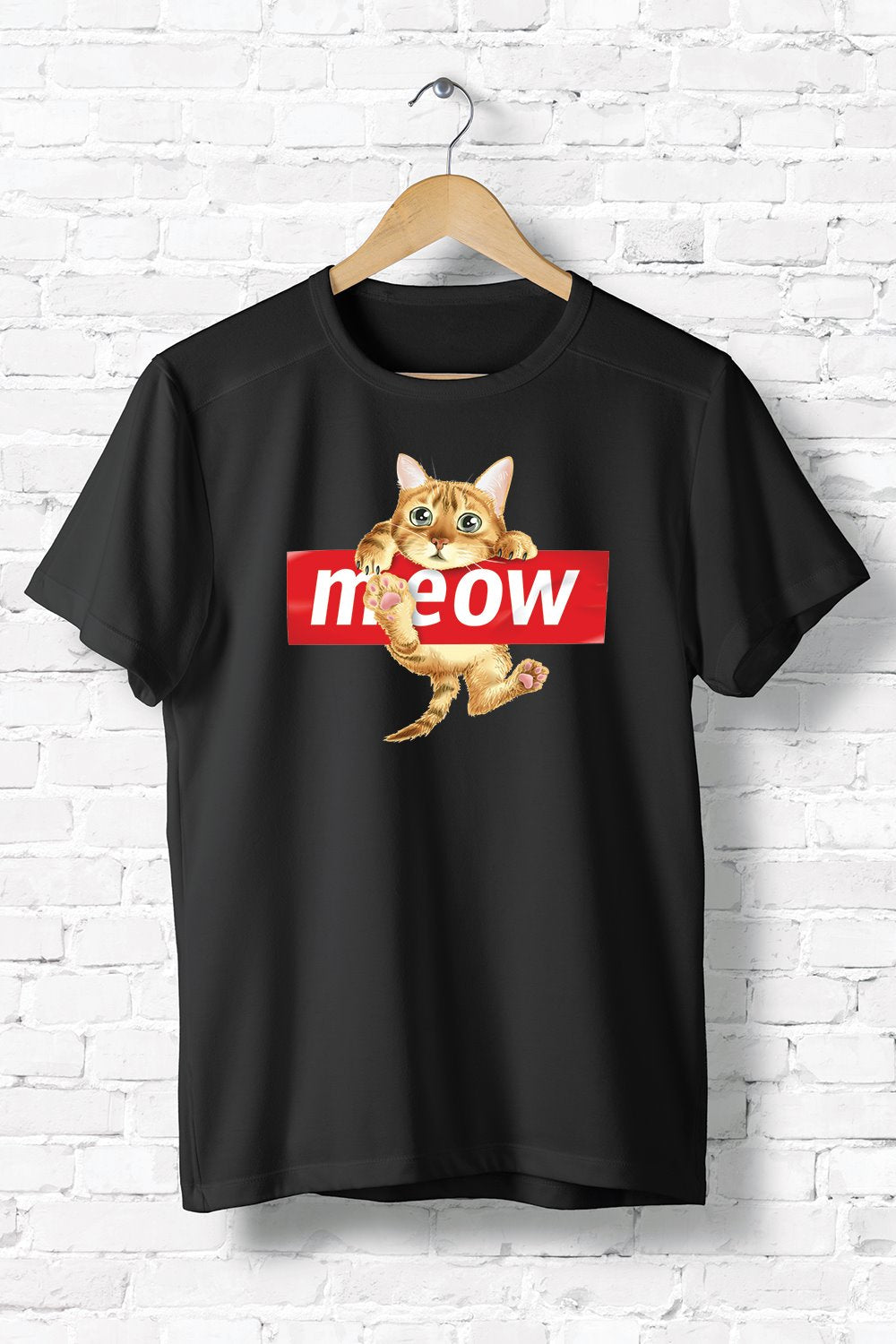 A stylish unisex Meow Cat T-Shirt made from soft ring-spun cotton, featuring a playful cat-themed graphic.