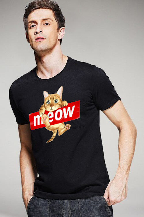 A stylish unisex Meow Cat T-Shirt made from soft ring-spun cotton, featuring a playful cat-themed graphic.