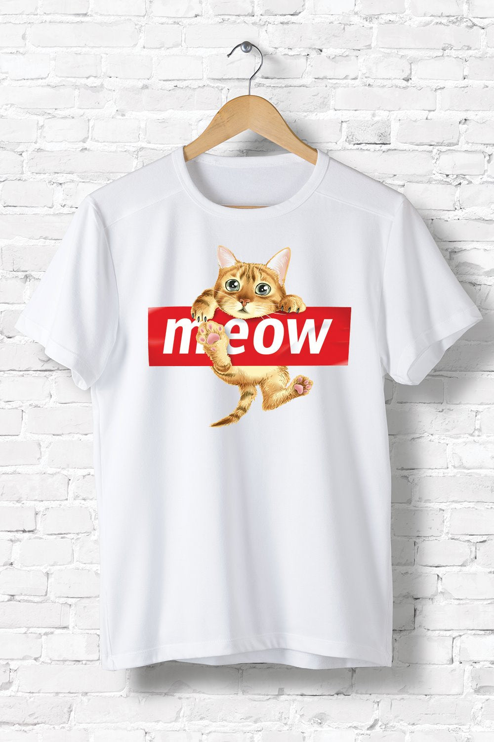 A stylish unisex Meow Cat T-Shirt made from soft ring-spun cotton, featuring a playful cat-themed graphic.