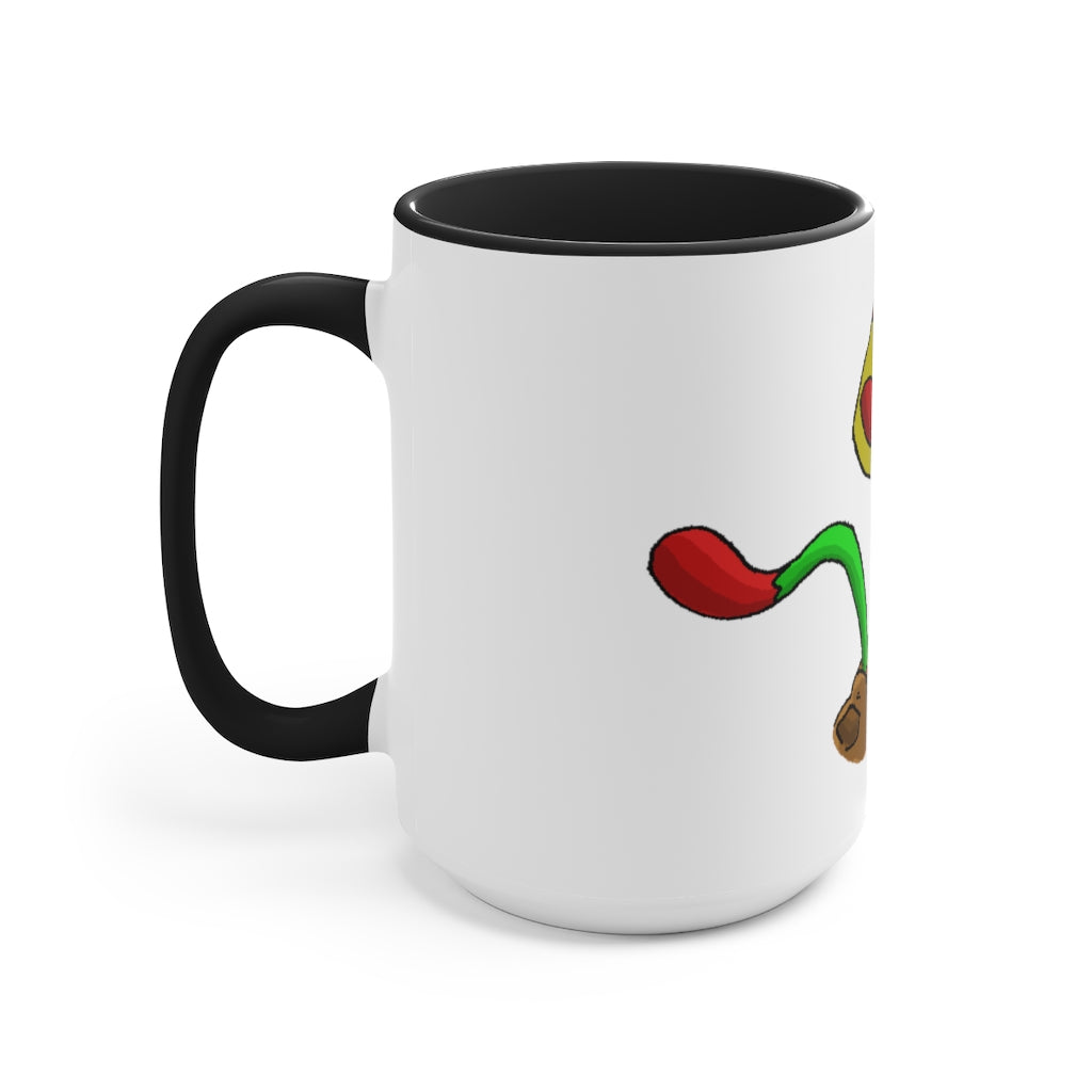 Mepamash Accent Mug featuring a white exterior with a colored interior, available in red, pink, and black options, showcasing its stylish design.